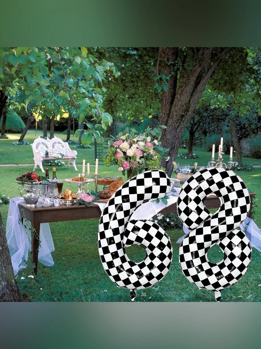 40 Inch Black White Checkered Number 5 Balloon Giant Race Car Themed Checkered